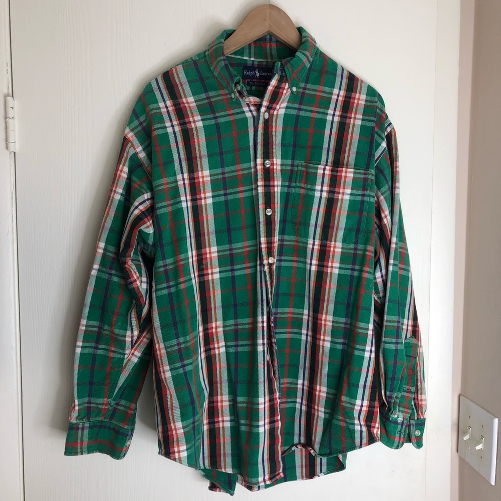 Polo Ralph Lauren The Big Shirt Vtg Green Plaid Flannel